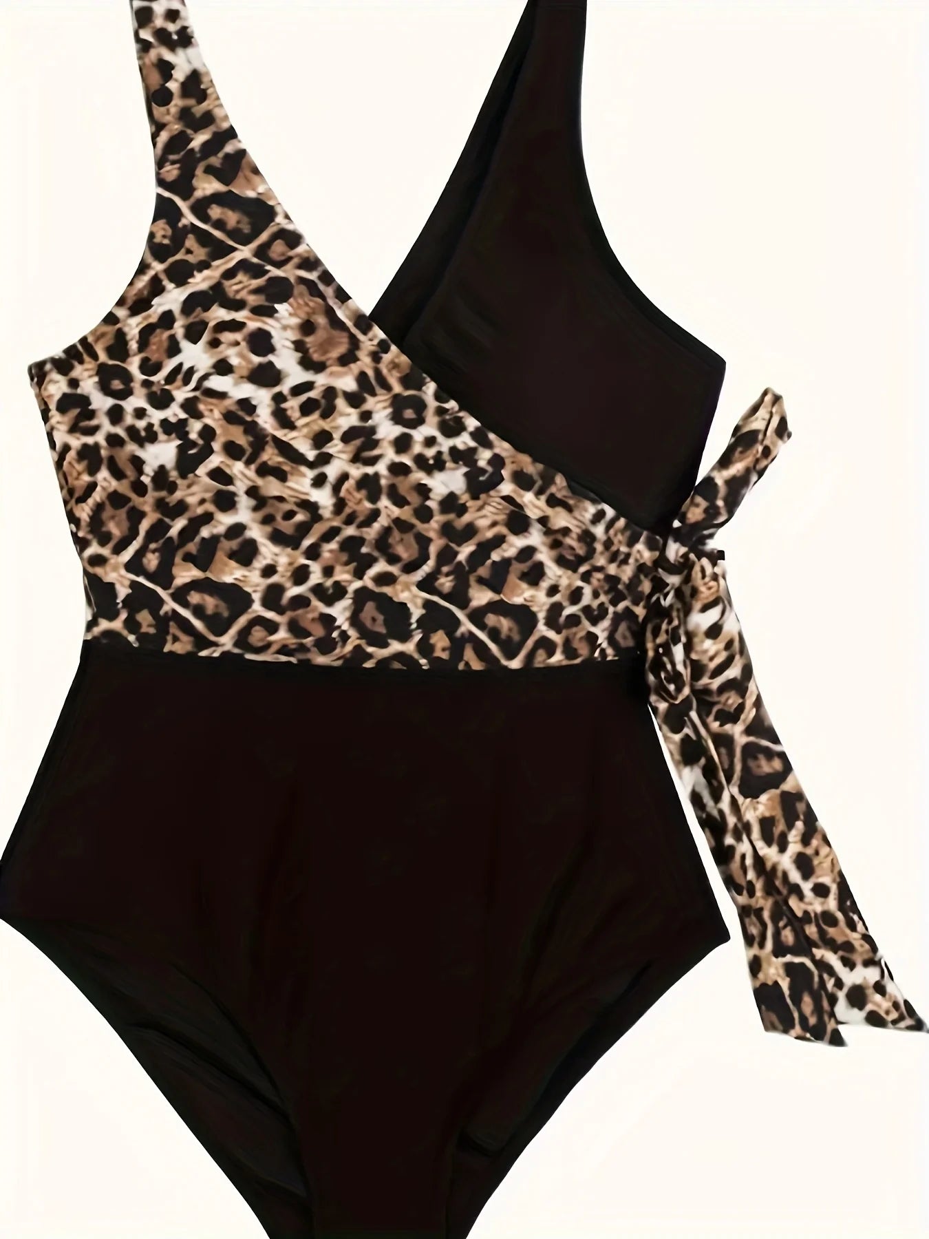 Women Fashion Random Print Patchwork Strap One-Piece Swimsuit
