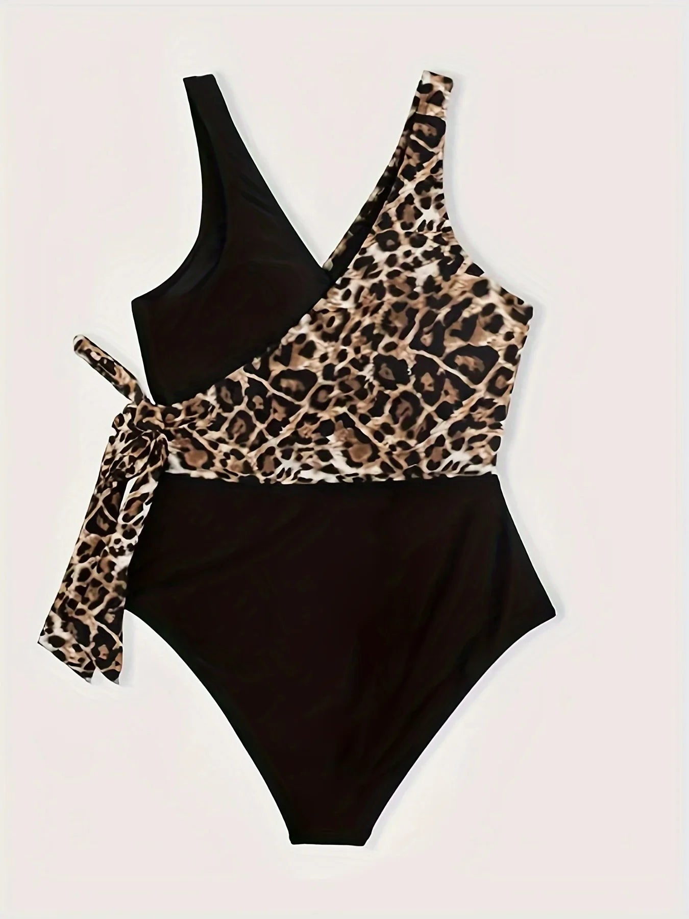 Women Fashion Random Print Patchwork Strap One-Piece Swimsuit